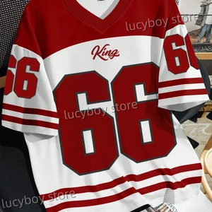 Herren 3D -Nummern gedruckt kurzärmelig T -Shirt Man v Hals Sportwear Brooklyn Racing Football Tee Vintage Casual Tops Männer Männer 6 Hauptverkauf von Fußballhemd - №3