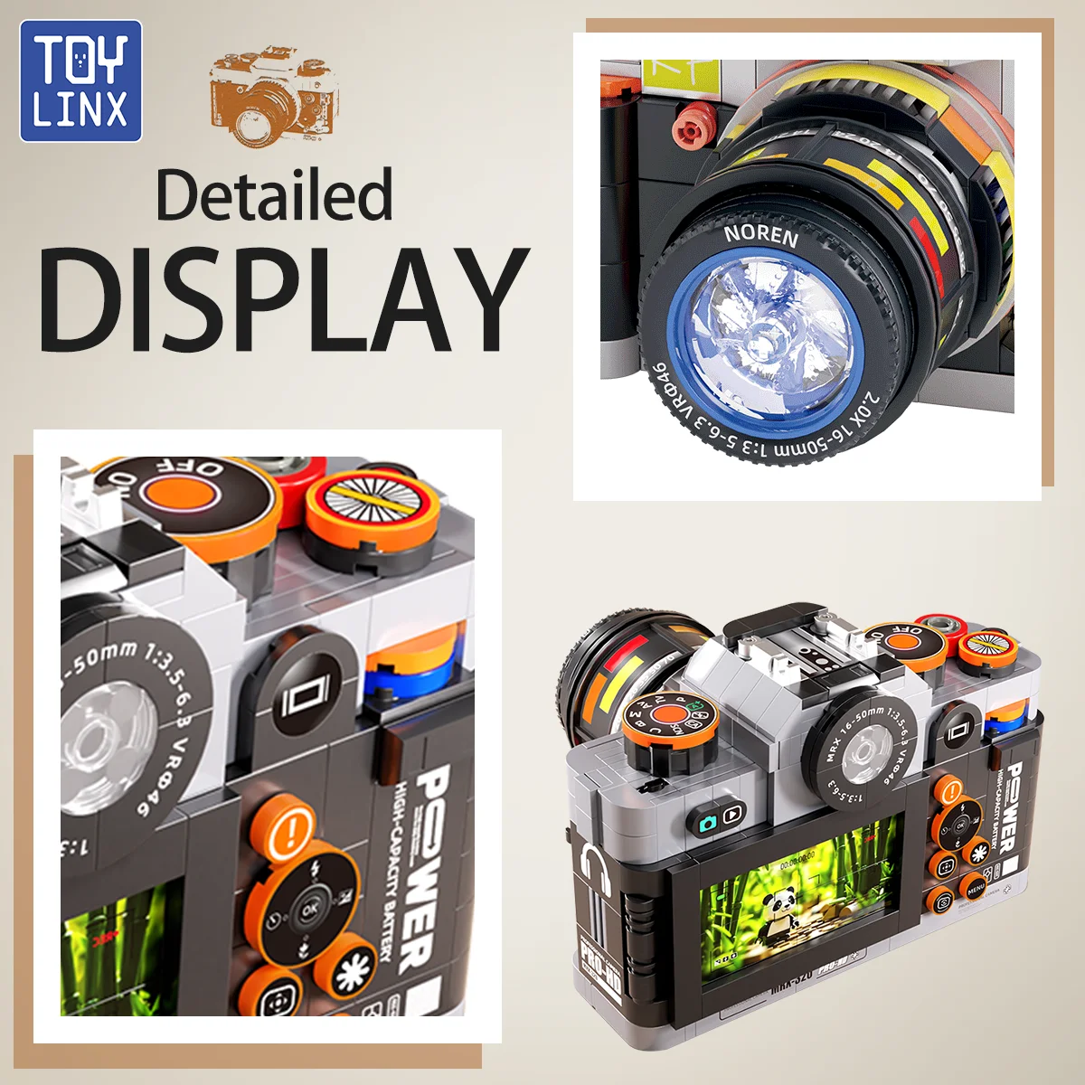 TOYLINX Retro Camera 653PCS bouwpakket bouwmodel bouwstenen set, verzamelbaar cadeau-idee bouwset voor volwassenen