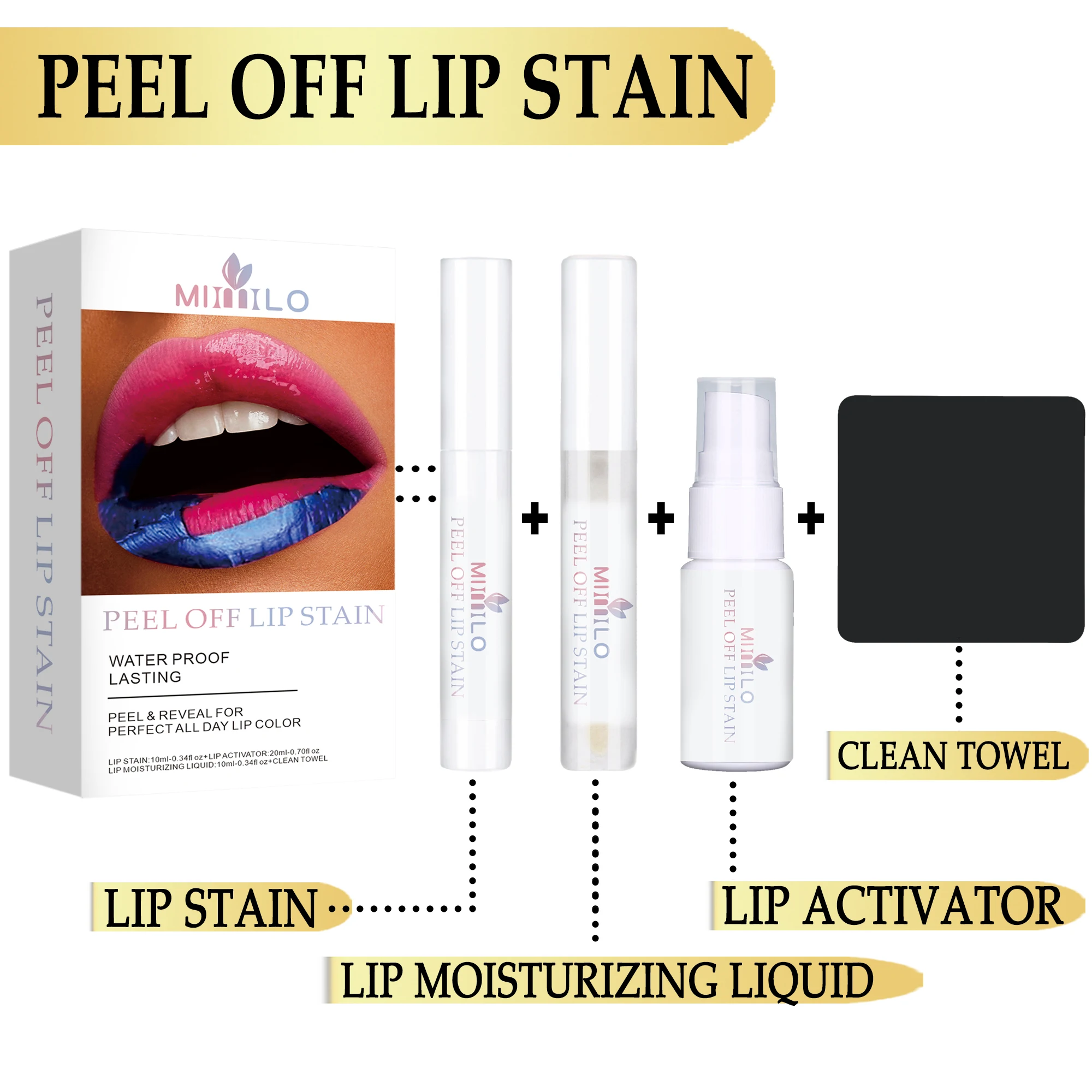 Peel Off Lip Stain, Long Time, Lip Gloss, Moisturizing Cream, Tearing, Stains, Cosmetics Makeup Three Colors Red -brown Pink Red