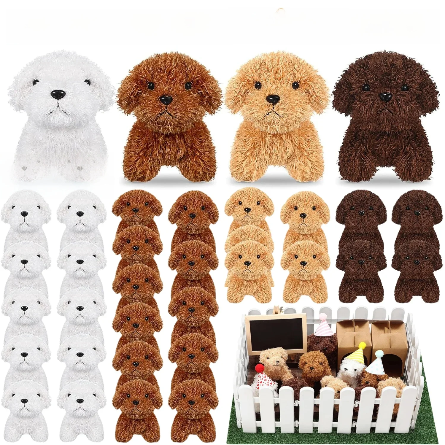 12-24PCS Teddy Hond Knuffels Gevulde Puppy Honden Zachte Poedel Pop Dier Huisdier Speelgoed voor adopteren een Puppy Feestartikelen Verjaardagscadeautjes - afbeelding 2