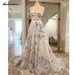 Lakshmigown Print Flower A-Line Lace Applique Wedding Dress For Women Sleevless Sweetheart Bridal Gown for Bridal  Vestido