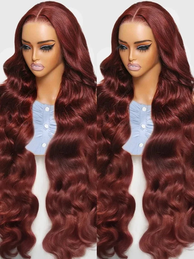 MELODIE 200 Density 30 40Inch Reddish Brown 13x6 HD Transparent Lace Frontal Wigs Body Wave 13x4 Lace Front 100% Human Hair Wigs