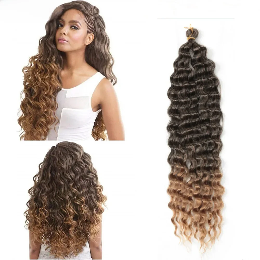22-28 Zoll Deep Wave Twist Häkelhaar Natürliches synthetisches Zopfhaar Afro-Locken Ombre Flechten Haarverlängerungen Hair Expo City