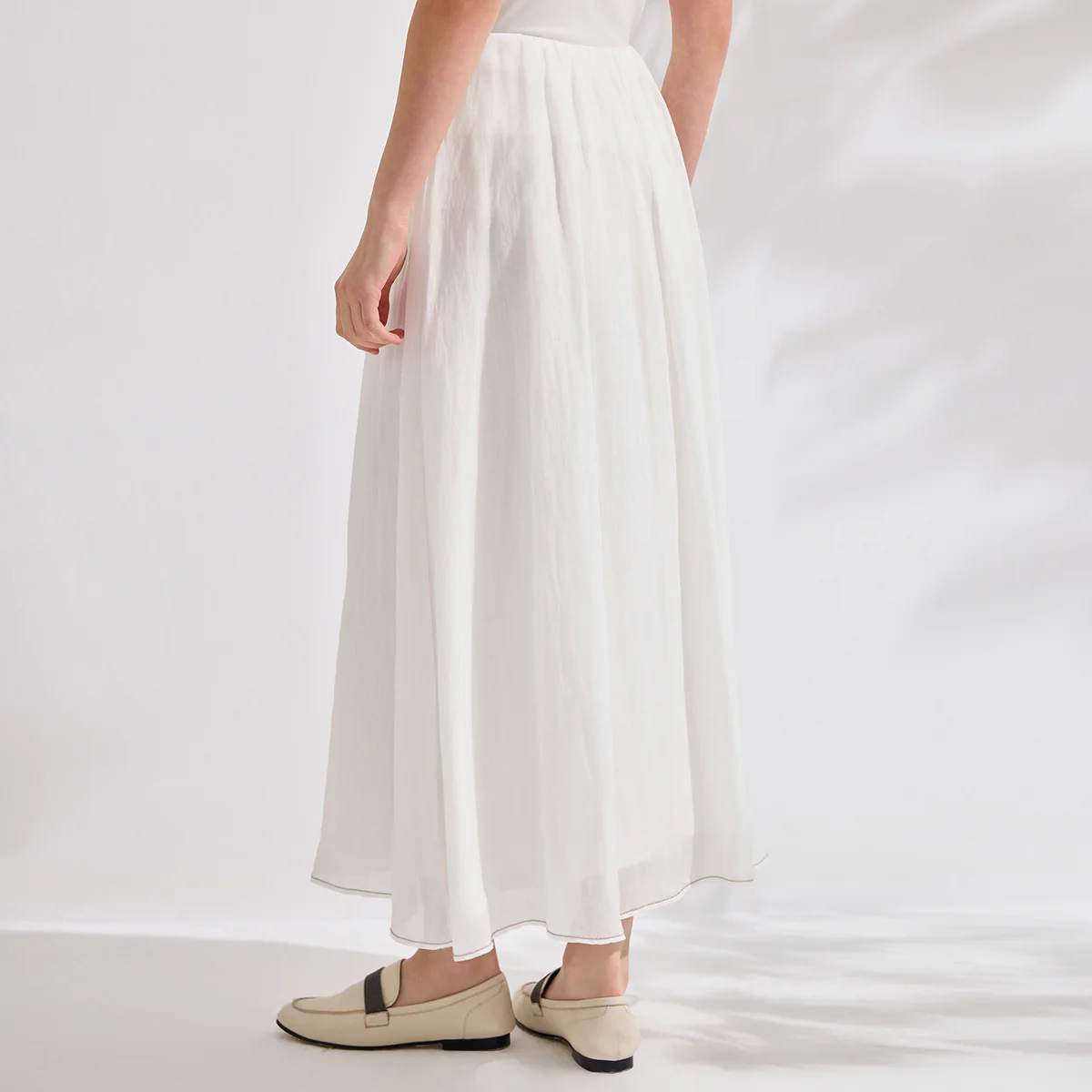 KX7613708 Luxury Ramie Lyocell Blend Maxi Skirt for Women's High End A Line Flowy Long Skirts Chic Female Women Clothing