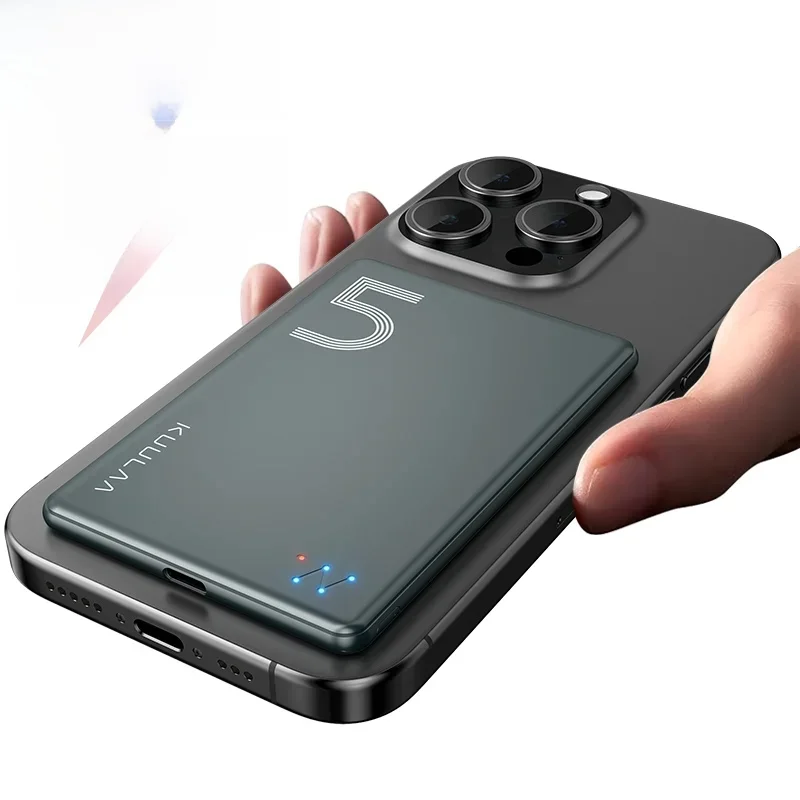 KUULAA Magnetyczny Power Bank 5000mAh Magnetyczna Bezprzewodowa Ładowarka do Telefonu Bateria Zewnętrzna 20W Szybkie Ładowanie Dla iPhone 17 16 PowerBank — zdjęcie 2