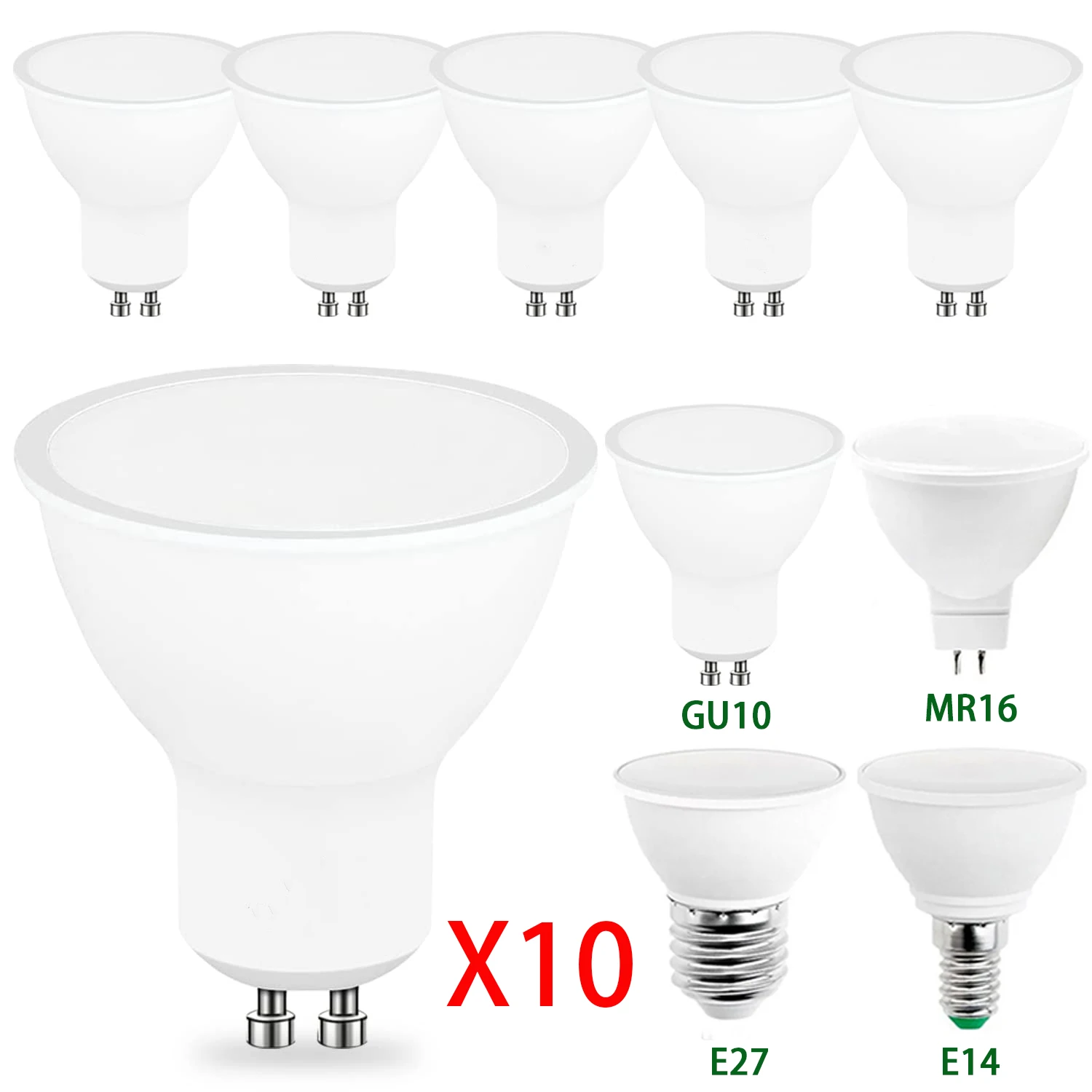 10pcs GU10 E27 E14 MR16 GU5.3  Lampada LED Bulb 3W 6W 9W 12W 220V Bombillas LED Lamp Spotlight Lampara Spot Light Home lighting