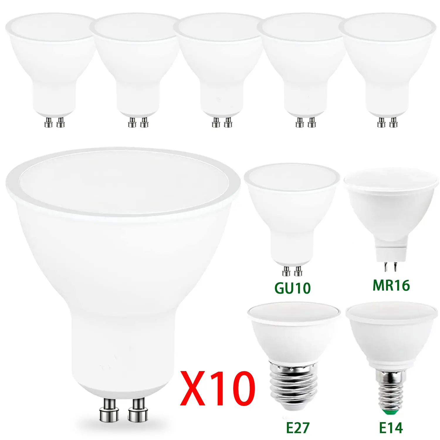 10 pçs gu10 e27 e14 mr16 gu5.3 lampada lâmpada led 3w 6 9 12 220v bombillas lâmpada led holofote lampara luz de ponto iluminação para casa