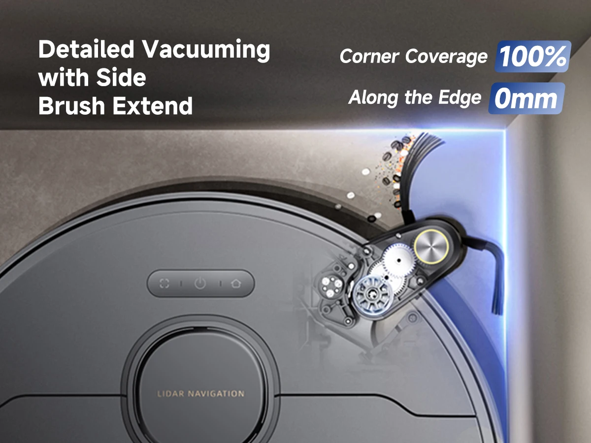 Refurbished DREAME Govac 508 Robotic Vacuum with Removable & Liftable Mop, 12,000Pa Suction, Side Brush Extensive Cleaning, 158°F Mop & Washboard Self Cleaning, Auto-Empty, Auto Refill, liftable Brushes