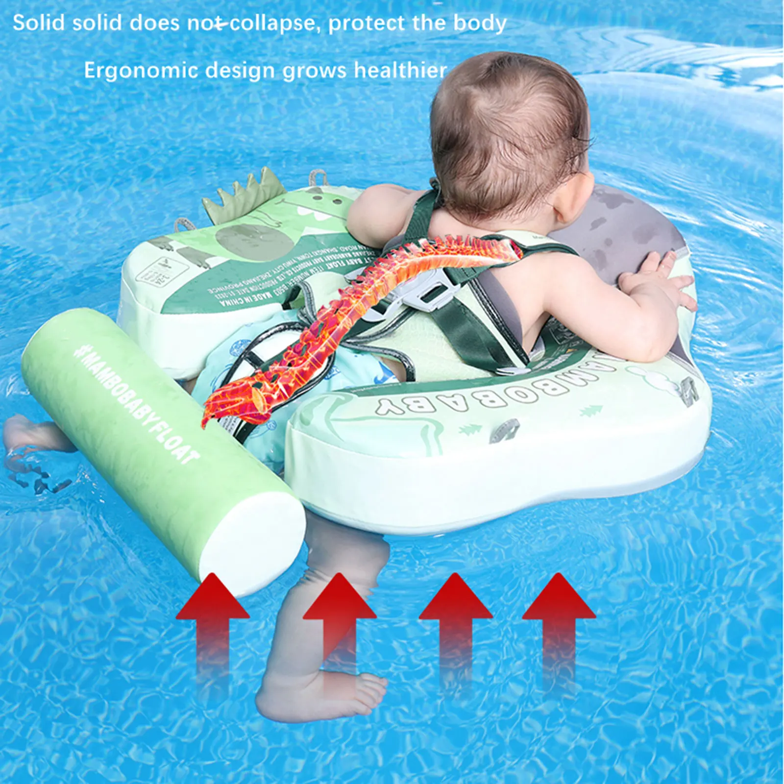 Baby Swim Float with Canopy Non Inflatable Soft Stable Infant Float for Pool Indoor Outdoor Summer Baby Waist Safe Float