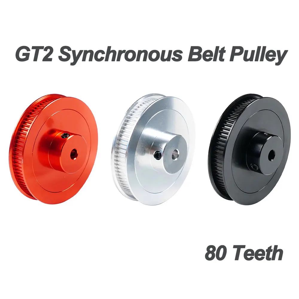 GT2 Synchronous Wheel GT2 80 Teeth 6mm Width Bore 5mm Timing Pulley 80T Belt Wheel for GT2 Timing Belt 3D Printer Parts Gear