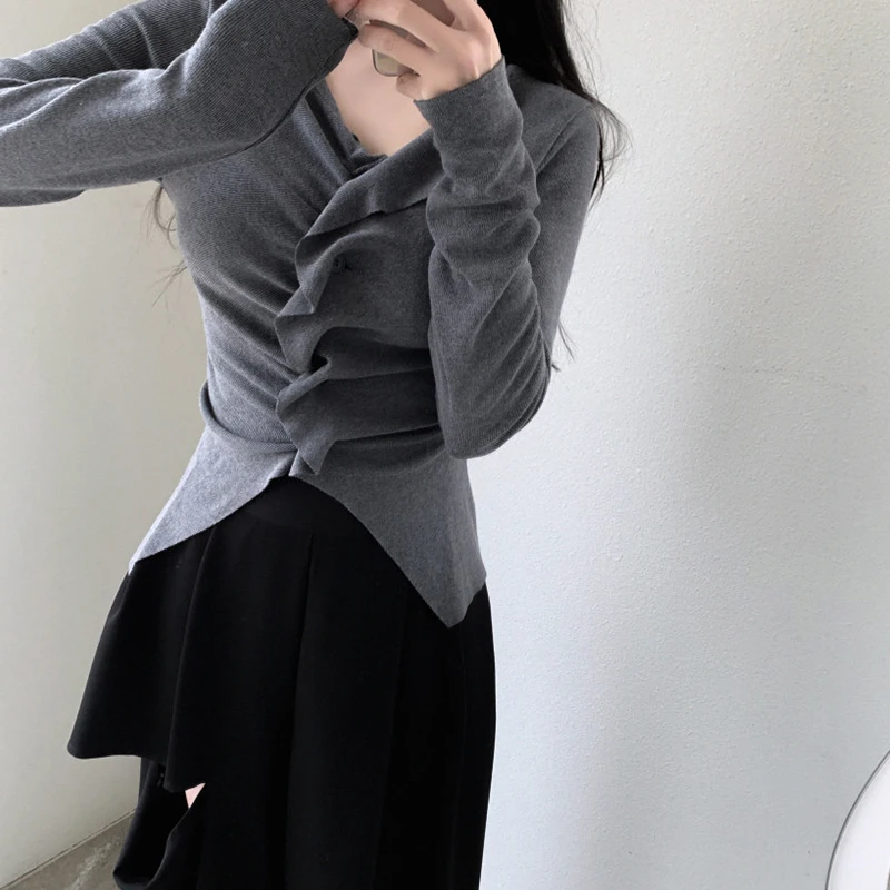 الكورية نمط ربيع جديد الخامس الرقبة سليم تدفق عدة سترة