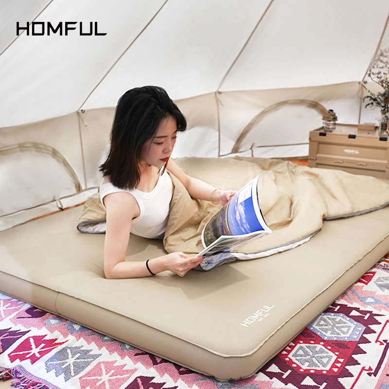 HOMFUL wholesale glamping outdoor double&single person inflatable sleeping pad camping mattress