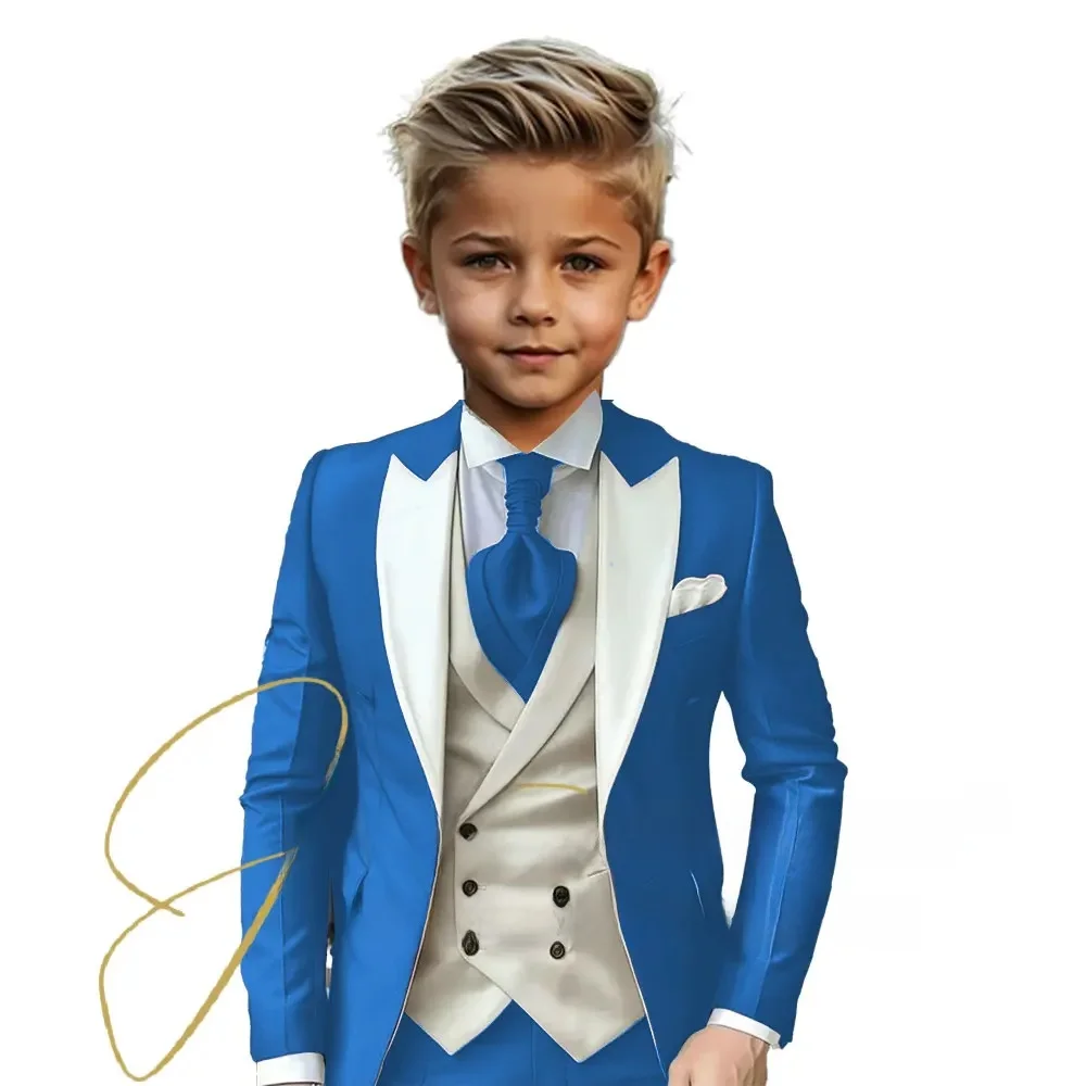 Boys Suit For Wedding Teenager Kids Formal Ceremony Tuxedo Dress Children Photograph Blazer Evening Party Performance Costume — zdjęcie 2