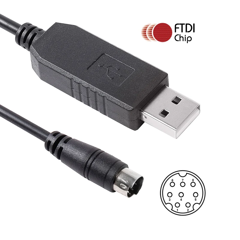 

FTDI USB RS232 Serial to Mini Din 8P Programming Cable for AB MicroLogix PLC's 1000, 1100 Series 1761-CBL-PM02