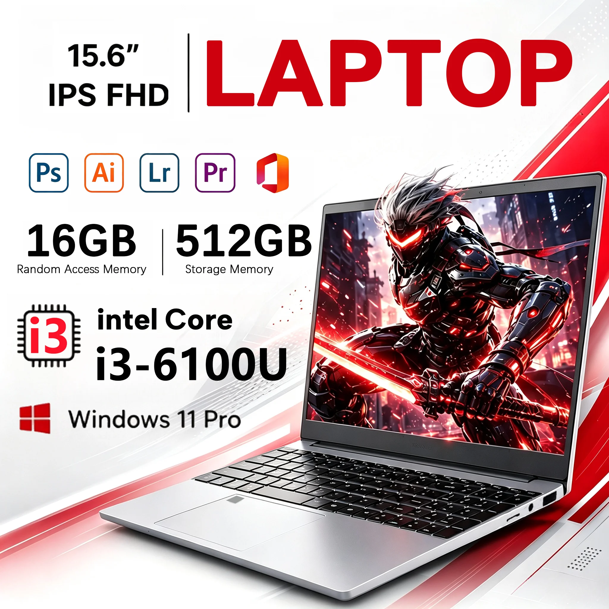 15.6' Fingerprint Unlock Laptop Windows 11 Pro Computer Intel Core I3 6100U 16GB RAM 1TB SSD Laptops Office Computer PC