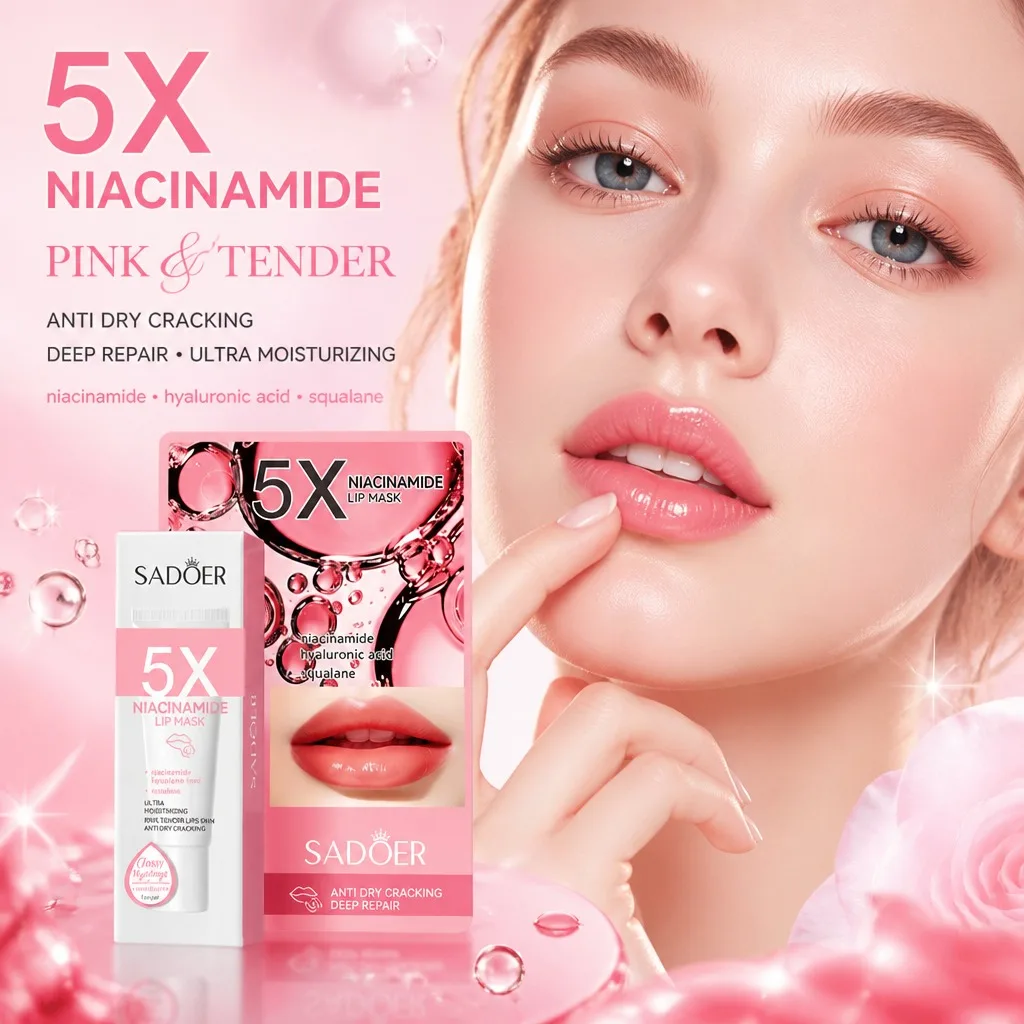 5x Niacinamide Rich Lip Mask - Powerful Moisturizing and Anti Drying for Soft Pink Lips Anti Cracking Lips 10g per Piece ﻿