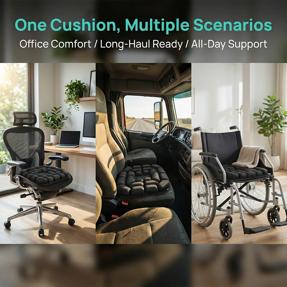 Inflatable Anti-Bedsore Seat Cushion Adjustable Air Pressure Breathable Fabric Wheelchair Office Car Home Use Pressure Relief view 5