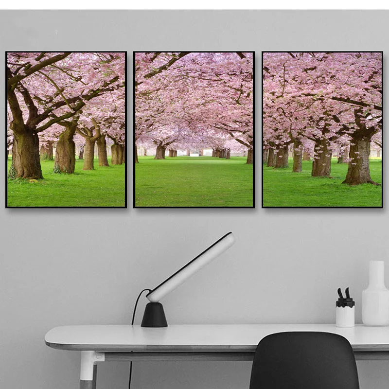 3Pieces Cherry Blossoms Mouint Fuji Canvas Painting Posters and Prints Wall Art Pictures Bedroom Living Room Home Decor No Frame