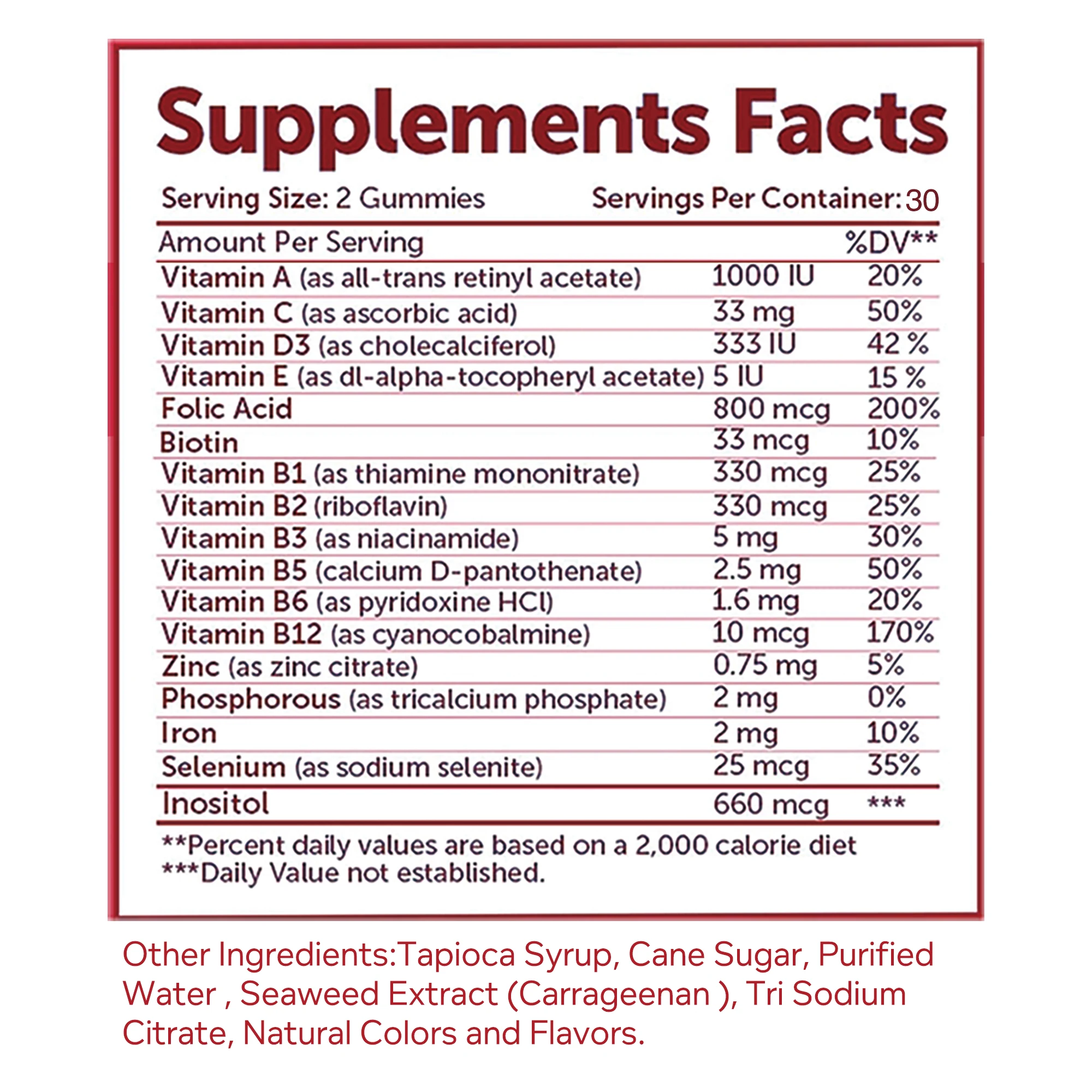 Women's Prenatal Gummies - Chewable, with Iron & Folic Acid, Supports Women's Health - 60 Gummies