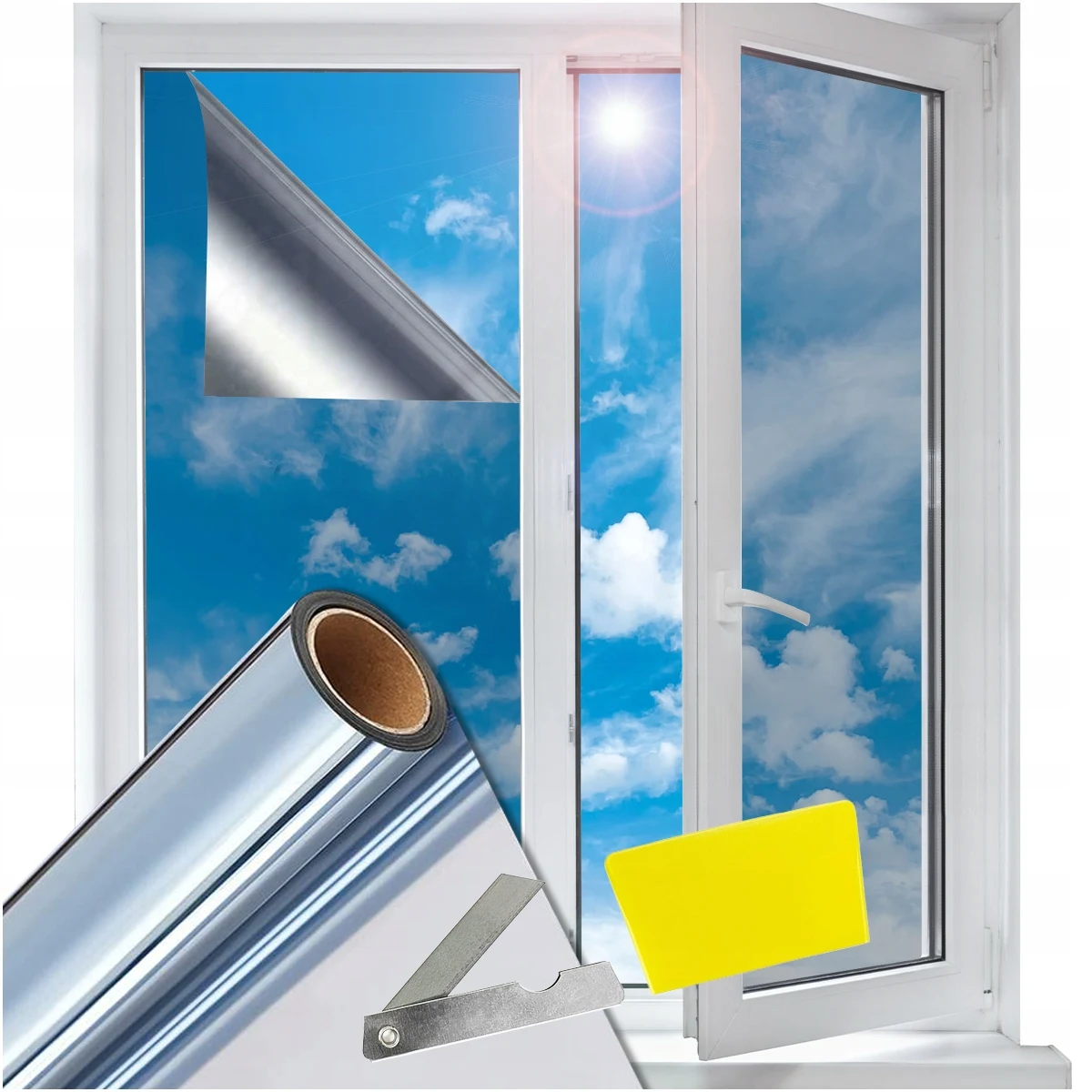 Lámina de aislamiento solar de 300x75cm para el hogar, protección solar UV, efecto de espejo oscurecedor para ventanas, lámina para ventanas de hogar, oficina, balcón, fácil instalación, autoadhesiva, ahorro de energía, protección de la privacidad