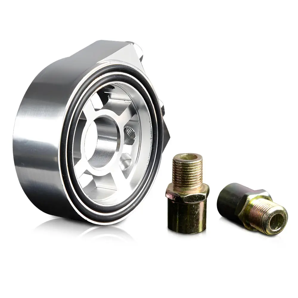 Aluminum Oil Filter Mesh Sandwich Plate Adapter Oil Pressure Temperature Sensor Adapter with Connector Kit Suitable for Motorsport Jdm