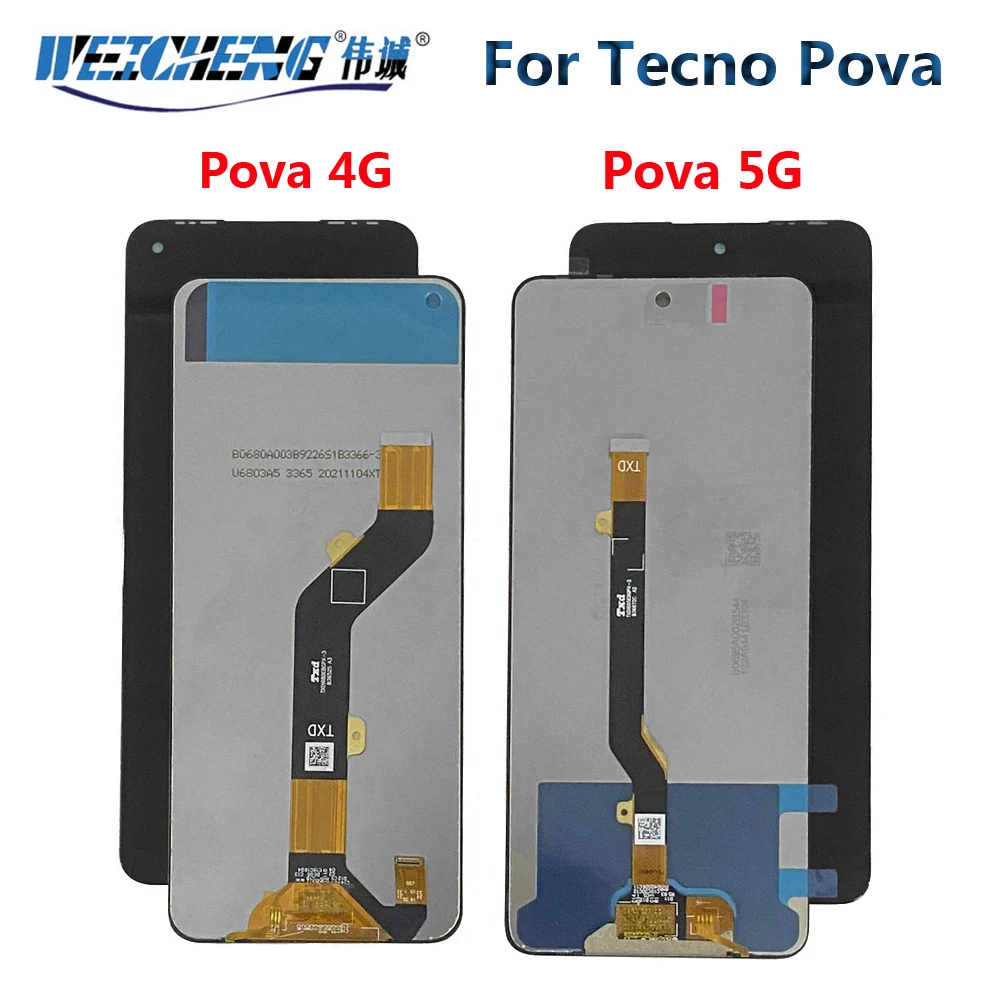 For TECNO Pova 7 4G LJ6 LJ7 Pova 5 Pro LCD Display Touch Screen Digitizer Panel Assembly Pova 2 Pova 3 Pova 4 Display LD7 LE7