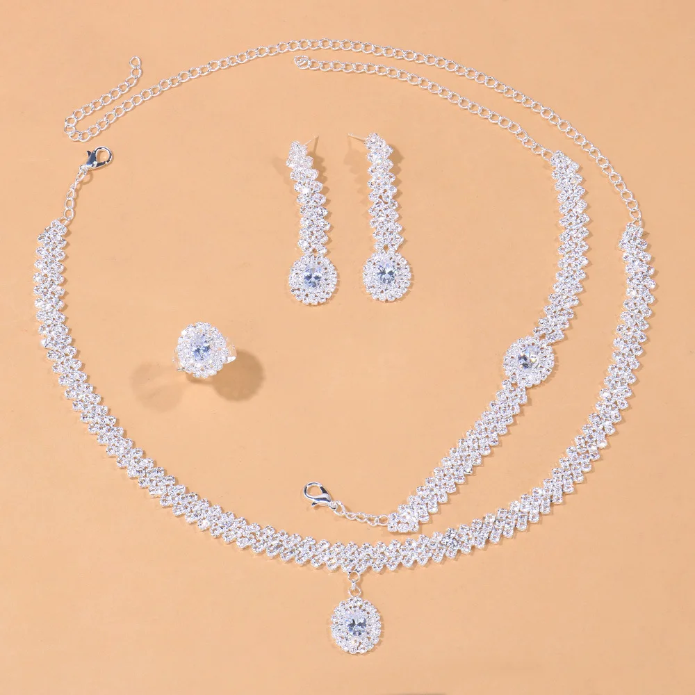 Stonefans Fashion 4pcs Bridal Full Jewelry Sets For Women Party Luxury Dubai Nigeria Bracelet Ring Crystal Wedding Necklace Sets