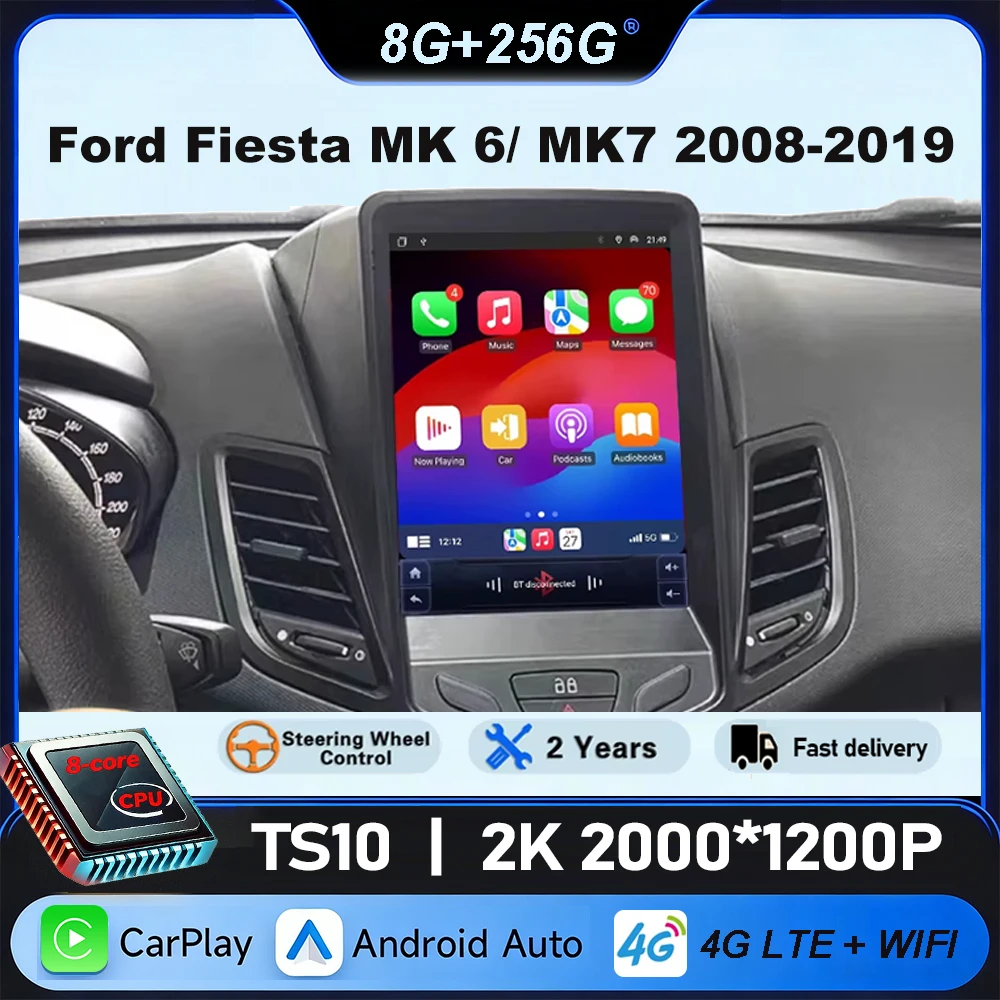 Radio para coche de 9.7 pulgadas para Ford Fiesta MK 6 Ford Fiesta MK 7 2008 - 2019 CarPlay Navegación Estéreo Reproductor Multimedia de Video GPS