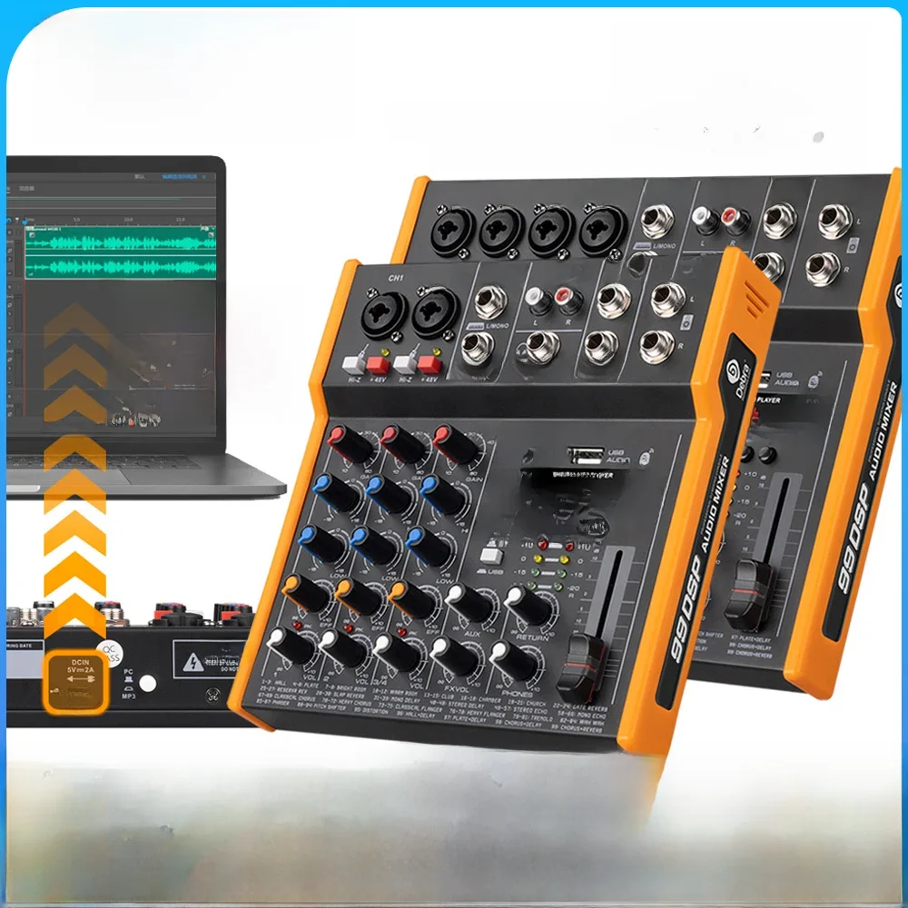 R4/r6 4 6-Kanal-Multifunktions-Audiomischer, 99dsp Stereo-DJ-Controller, 48V mit