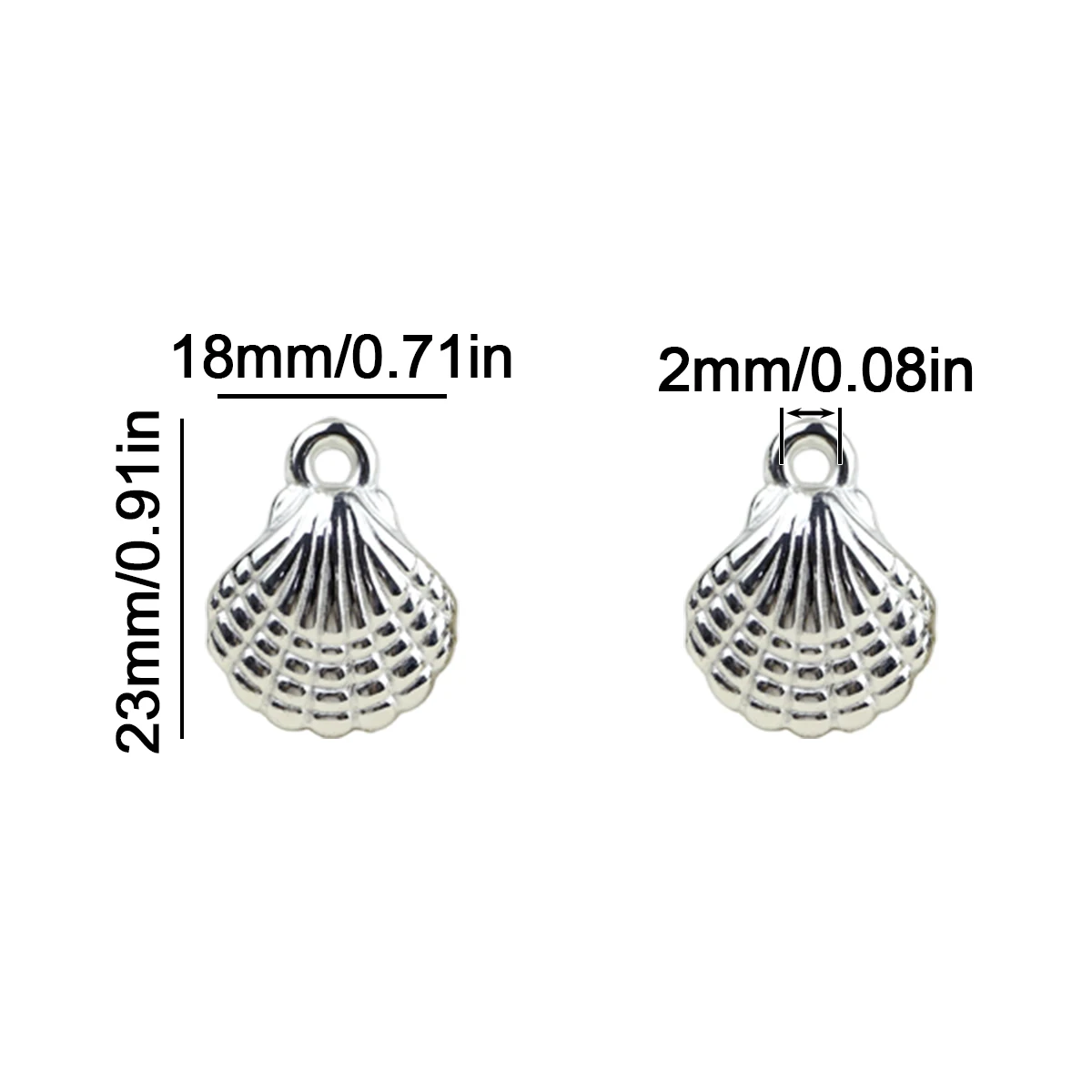 18*23 20 pcs CCB Shell Pendants Silver Spacer Loose Beads For Jewelry Making DIY Bracelets Necklace Accessories
