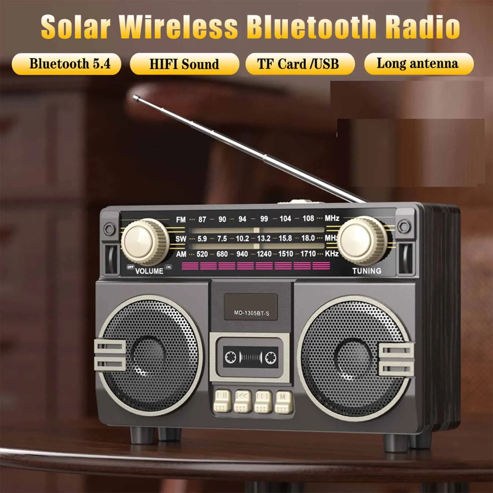 Портативная Bluetooth-колонка в стиле ретро, для домашнего офиса на открытом воздухе, многофункциональная, для зарядки, прочная, компактная винтажная конструкция AM SW