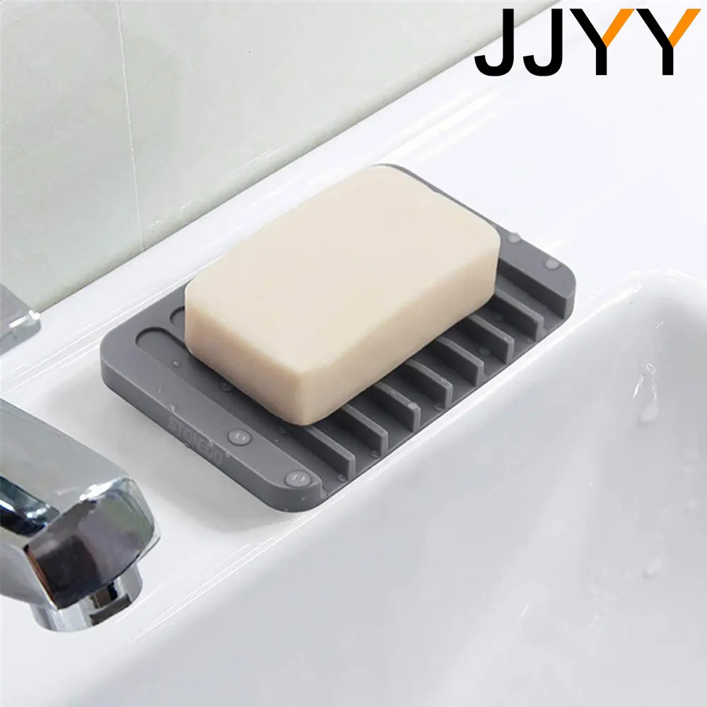 Silicone Soap Dish Storage Holder Soap Box Plate Tray Shower Soap Holder Draining Kitchen Sink Sponge Holder Bathroom Accessorie