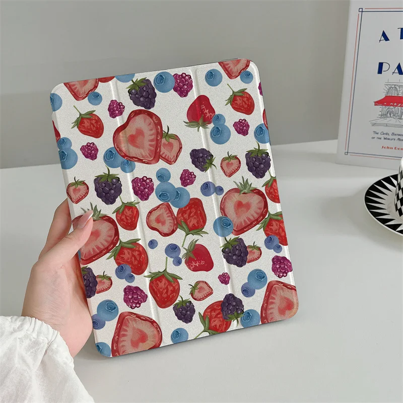 Cute Strawberry Tablet Case for Apple iPad 11 2025 Air 2024 Pro 11 inch Air 5/4 10.9 10th 7/8/9 10.2 10.5 inch mini 6 5 4 Cover