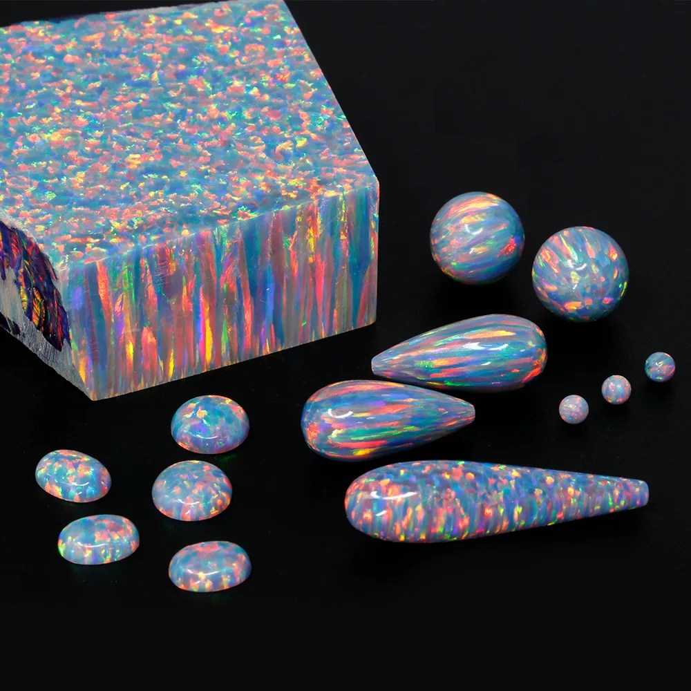 Synthetic Opal Faceting Rough Lab Created Block Fire Opal Raw Stone for Gem Cutting - Various Sizes - Wholesale Price view 2