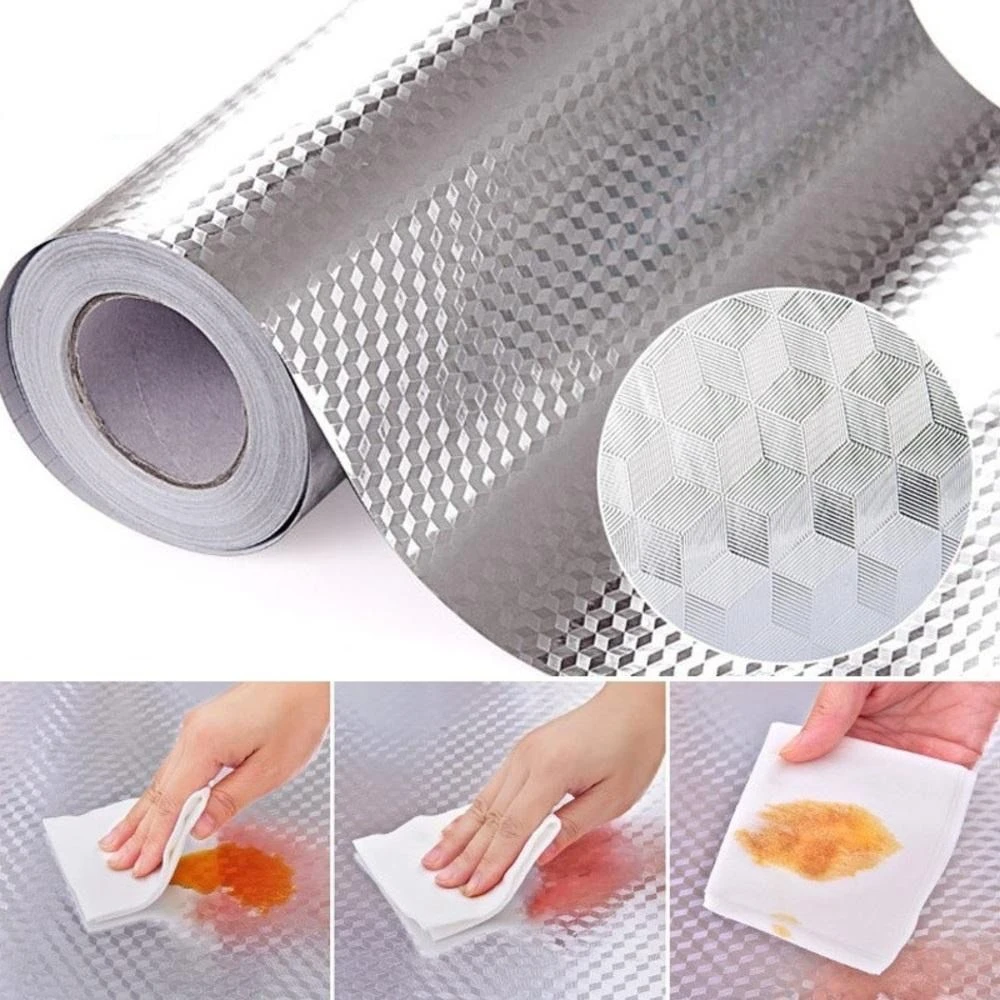 Anti Oil Waterproof Adhesive Aluminum Wallpaper for Kitchen Cabinet