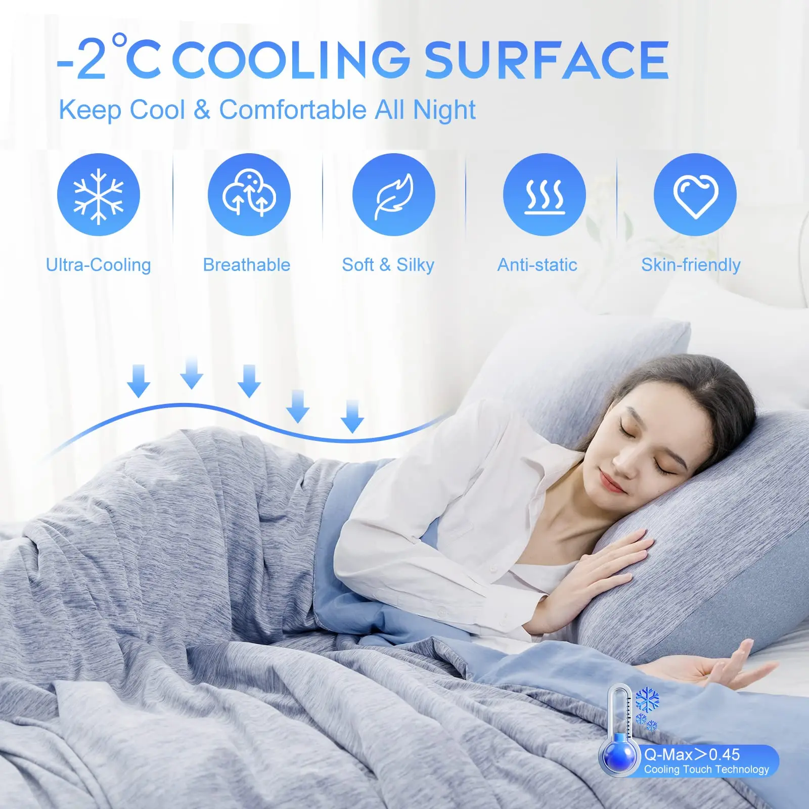 Orhopui Cooling Comforter, Cooling Blanket with Chill Cooling Fiber, Cool Sleeping Summer Blanket for Night Sweats Hot Sleeper