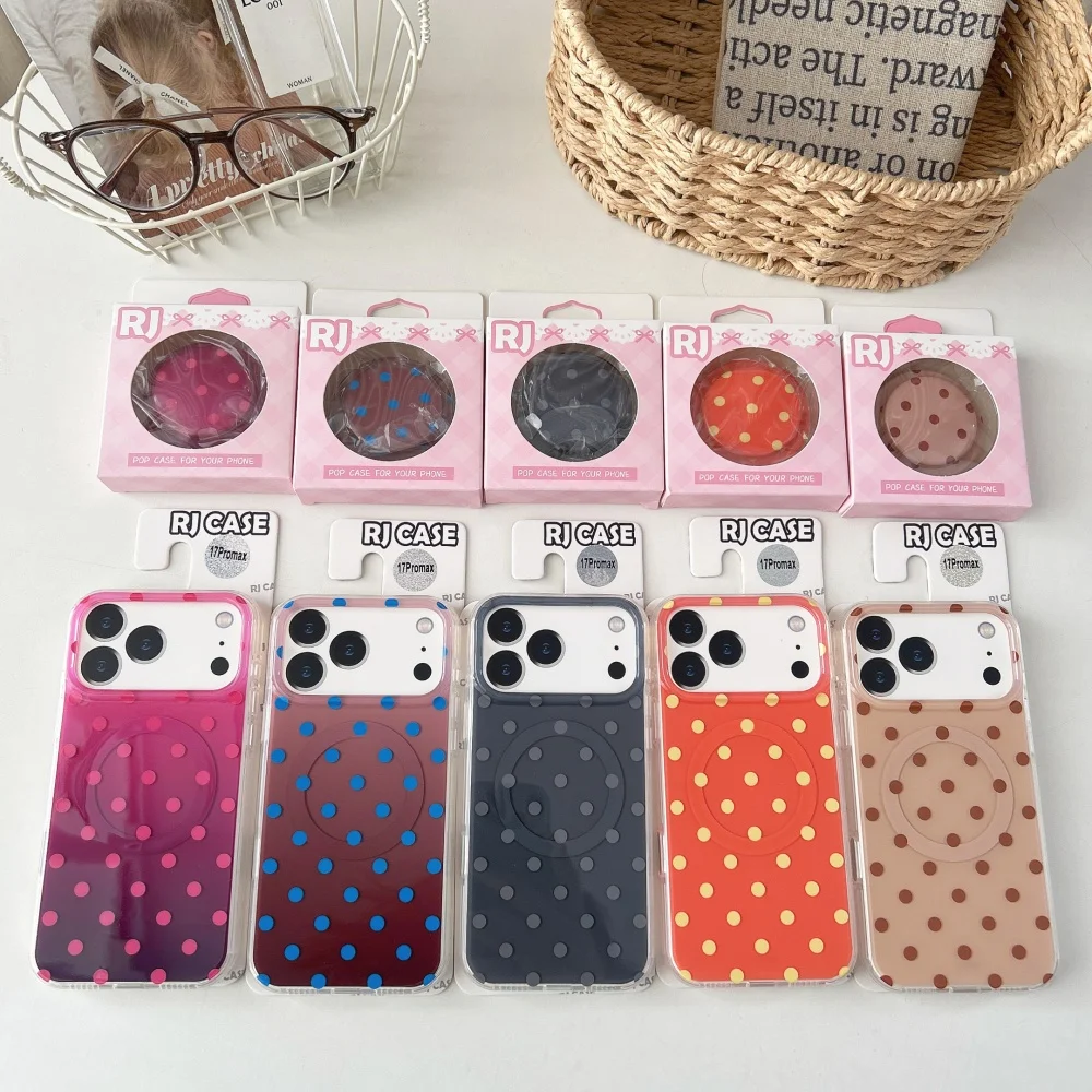 

Colorful polka dot popular for mobile phone case suitable for iPhone15Pro/14/15/16/17 Pro Max fashion shockproof protective case