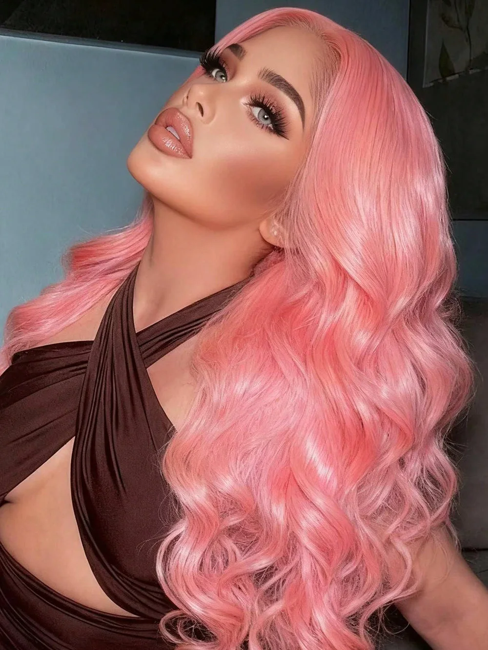 

30 Inch Pink Lace Front Wig Human Hair For Black Women Pink 13x6 HD Body Wave Lace Front Wig Human Hair Pre Plucked For Women