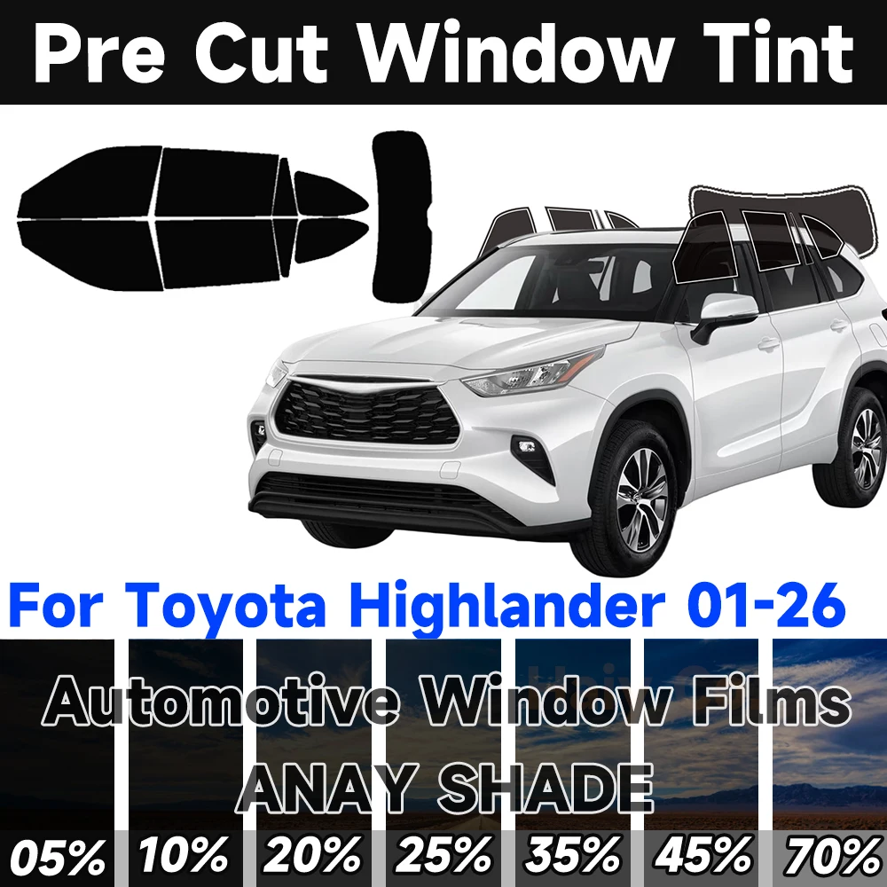 

Precut Window Tint Car for Toyota Highlander 2001-2026 Any Year Auto Sun Uv Blocking Heat 2Ply Window Protector Privacy Films