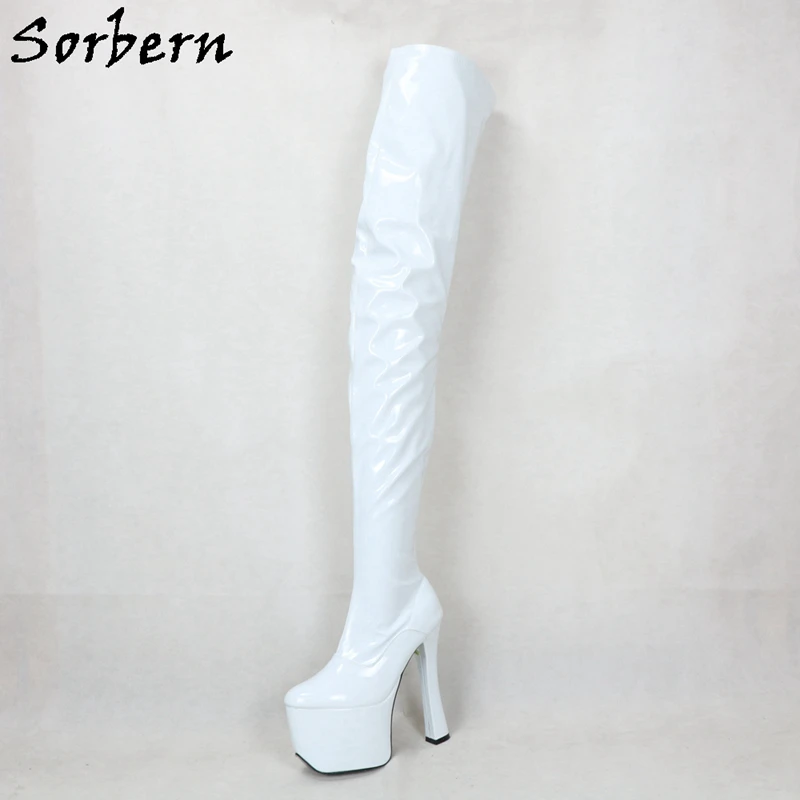 

Sorbern 20cm Block Heels Crotch Thigh High Boot Women Platform Goth Punk Drag Queen Unisex Cosplay Fetish Boot Custom Shaft Long