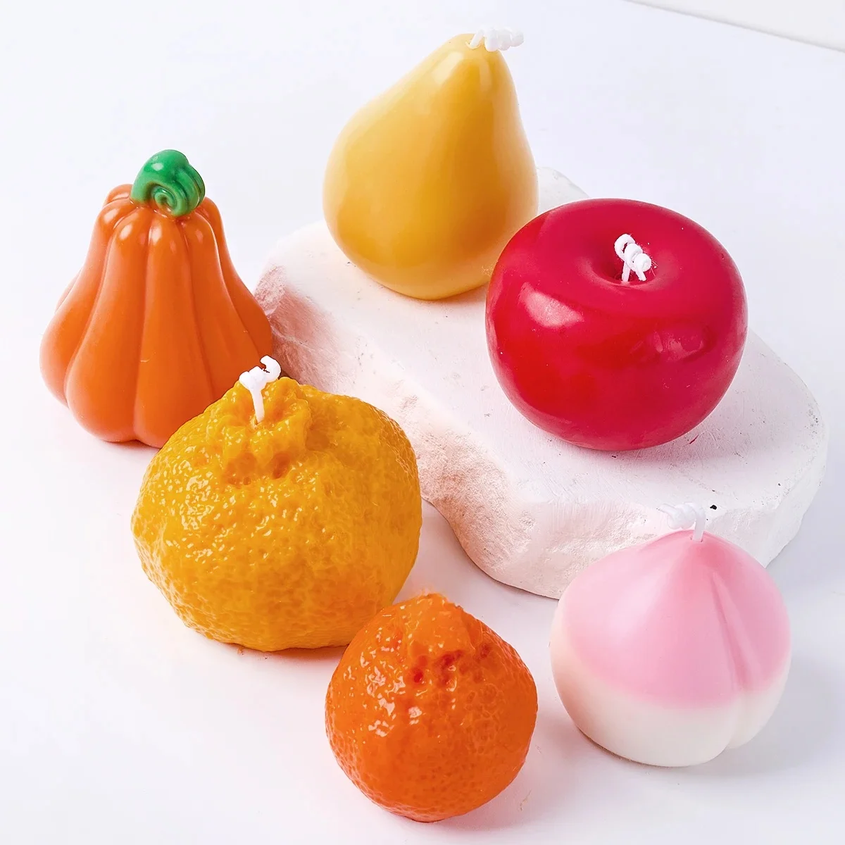 3D Obst Form Duftkerze Silikonform DIY handgemachte Apfel Birne Zitrone Pfirsich Gips Harz Gussformen Handwerk Geschenke machen