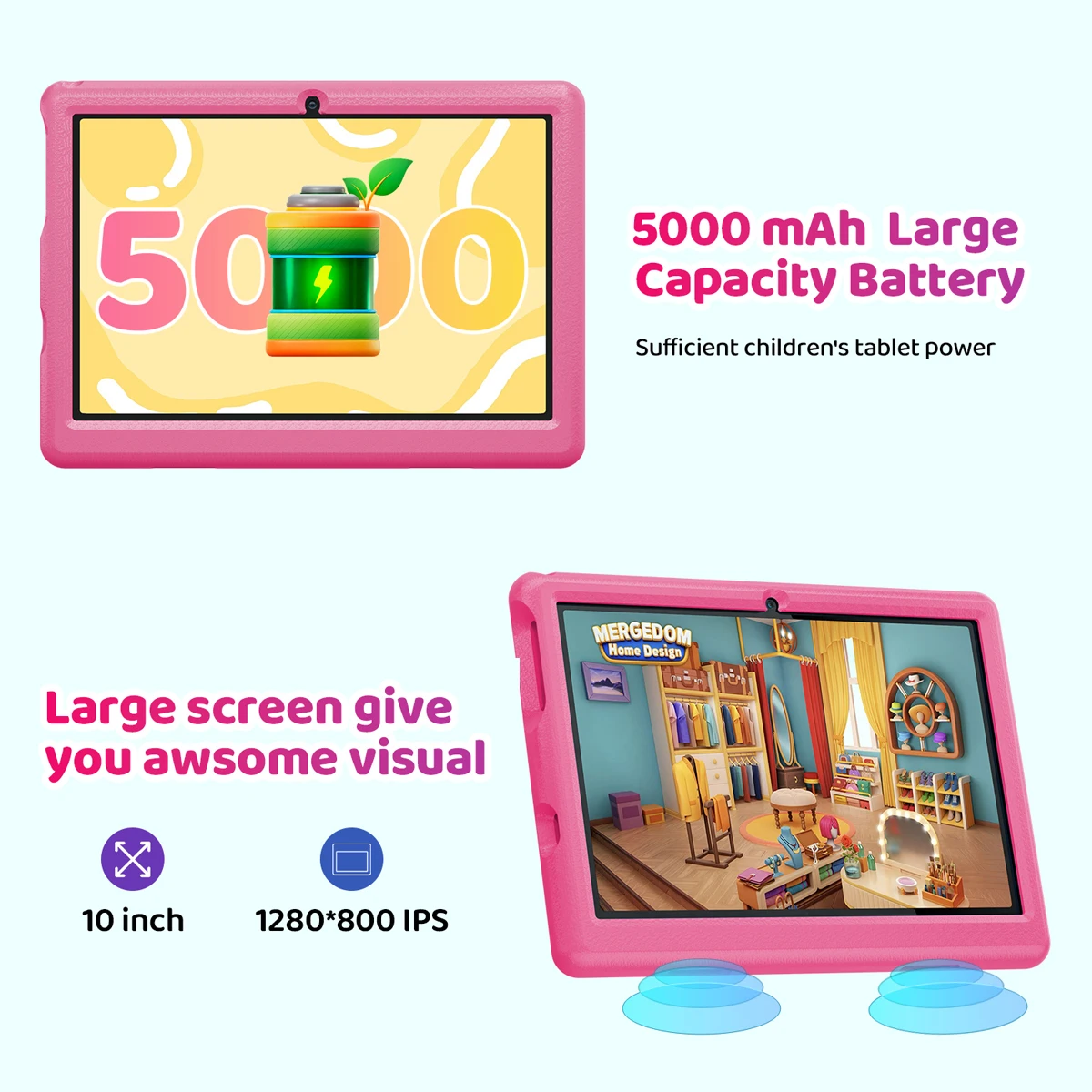 KT1006 tableta para niños de 10,1 pulgadas 6GB RAM + 64GB ROM + 128GB SD ampliar 5000mAh HD cámara Dual con Control Parental regalo para niños