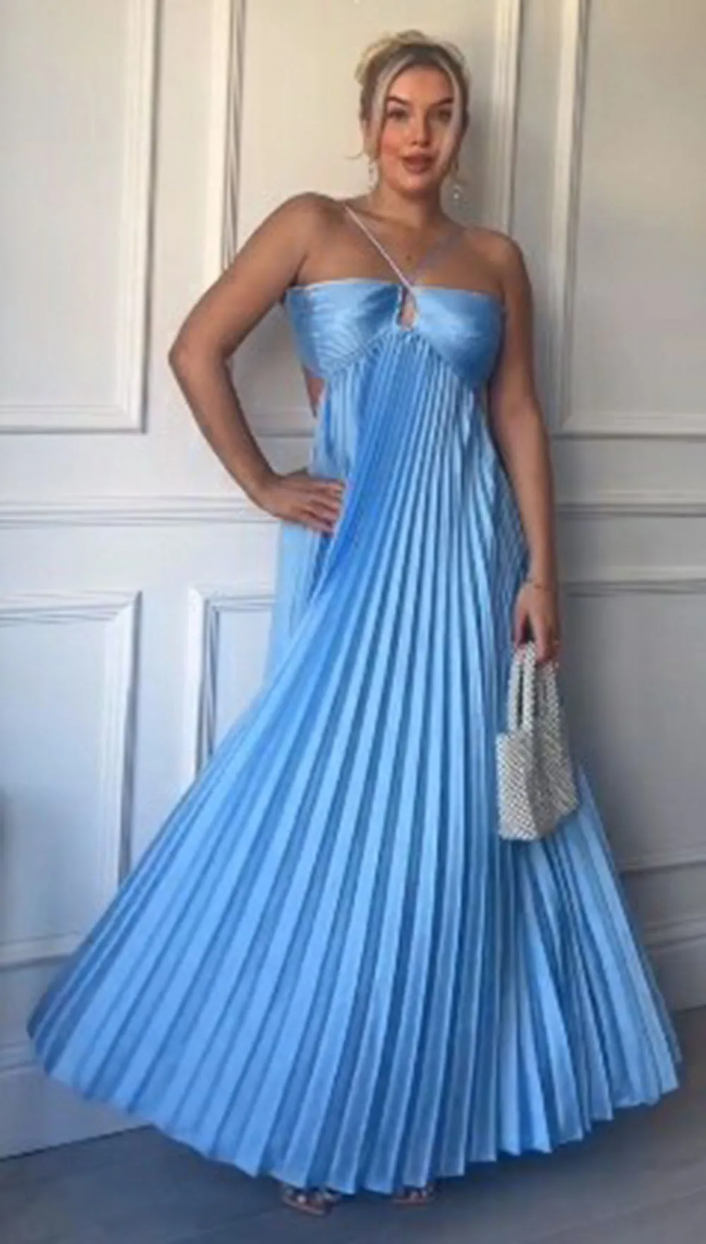 Msikoods Graceful Engagement dress For Women Wedding party Gowns Special Occasion Dress Halter Pleats Customized Prom Dress