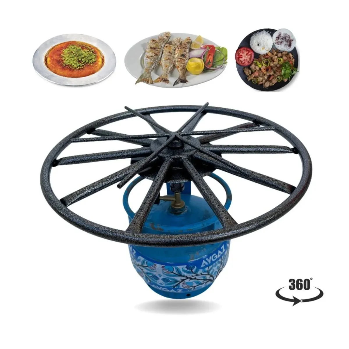 Multiple Flame Kunefe Kadayif Dessert Cooker Stove Oven Top Rotating Cooker Stove