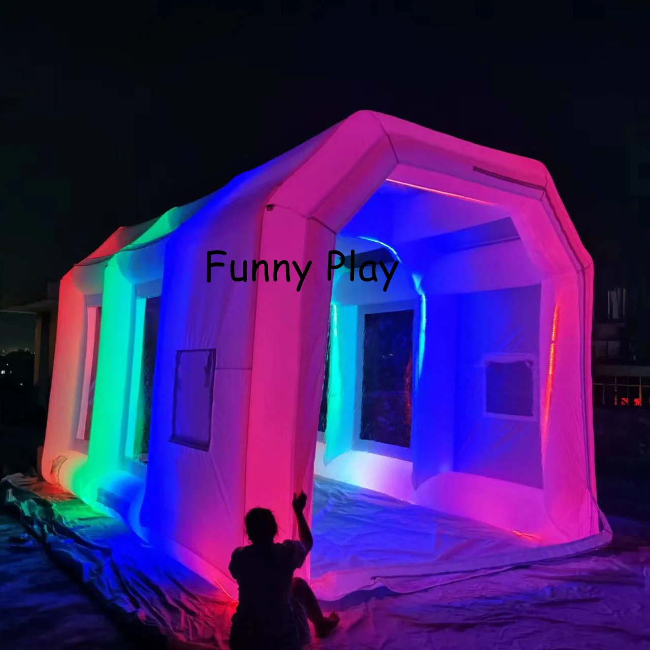 Outdoor led light Inflatable Spray Booth,Car Spray Paint Booth Inflatable Car Painting Cabin With 2 Free Air Blowers for sale