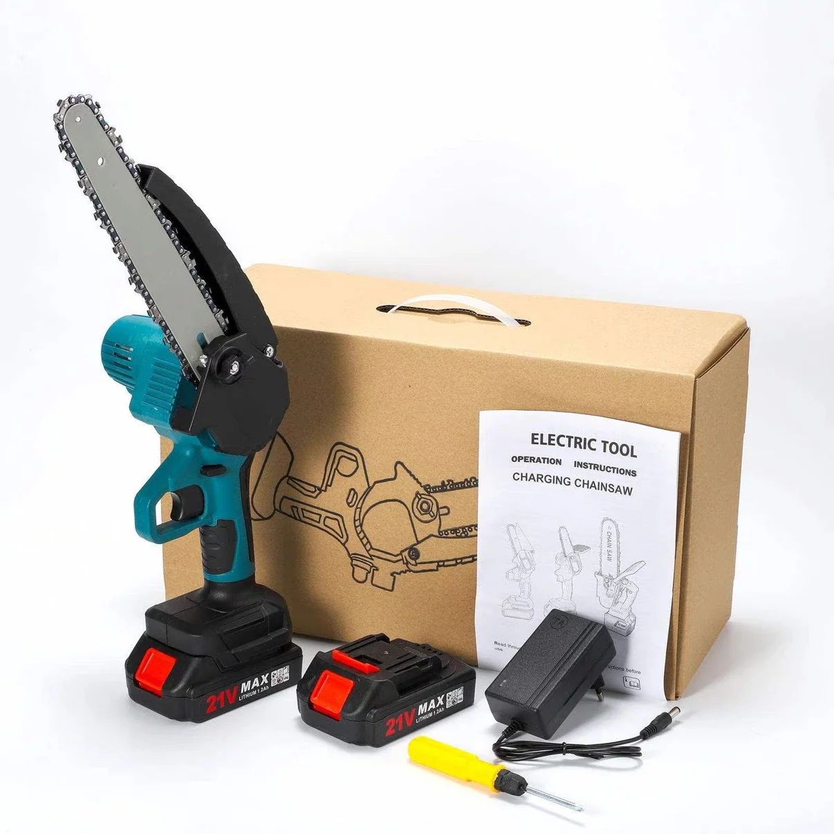 GECOFEER – scie à chaîne électrique sans fil, 3000W, 8 pouces, outil électrique pour l'élagage et le travail du bois, coupe-jardin portatif pour batterie Makita 21V