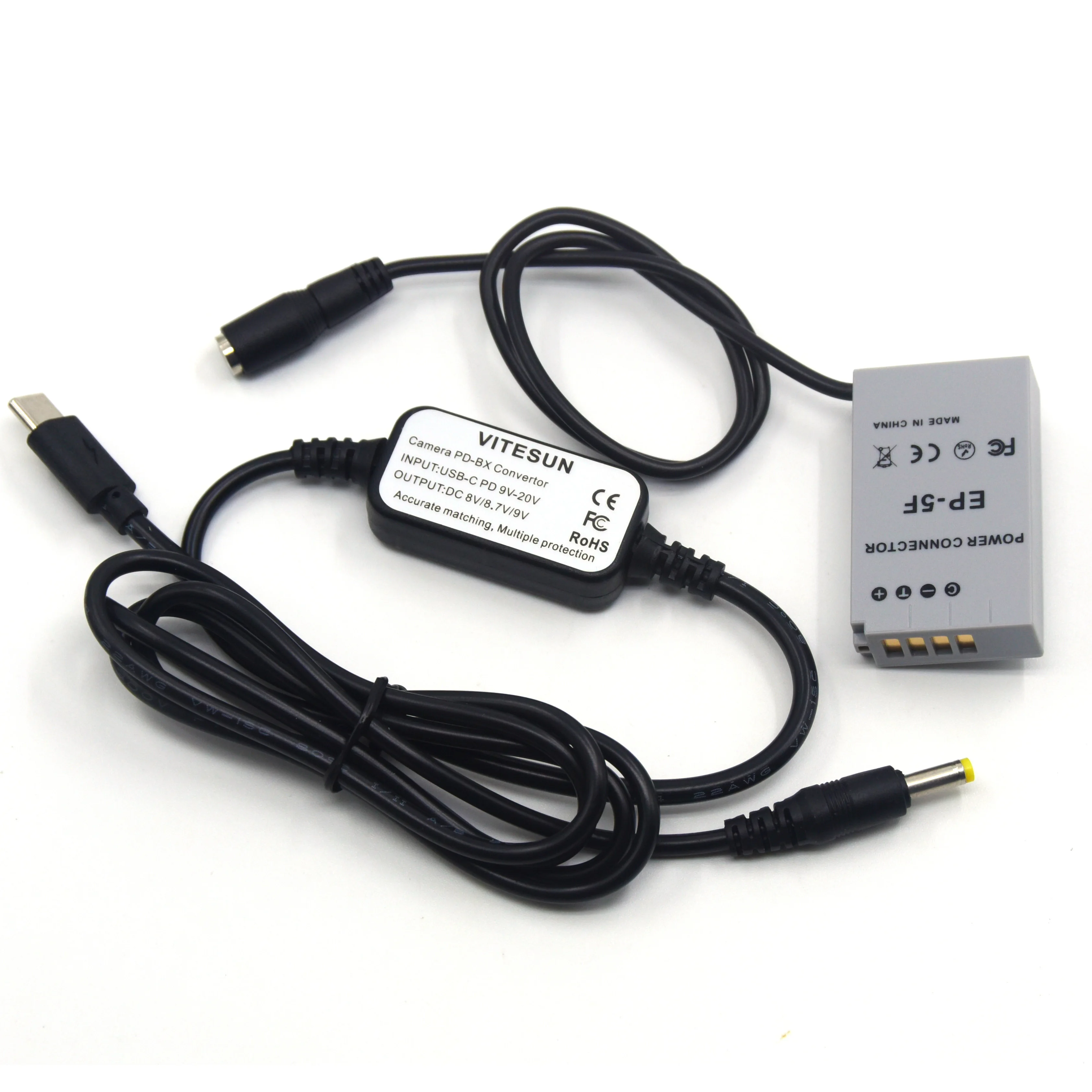 Vitesun-Cable adaptador de Banco de energía USB tipo C PD, batería ficticia EH5A + EP-5F EN-EL24 ENEL24 para cámara Nikon 1 J5 1J5