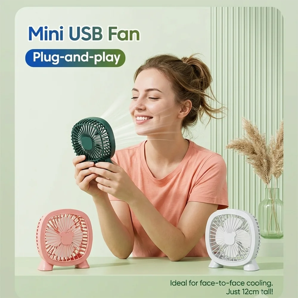 Tragbarer Mini-USB-Tischventilator, leiser persönlicher Desktop-Kühlventilator für Büro, Zuhause und Reisen, kompakter und leichter Handventilator