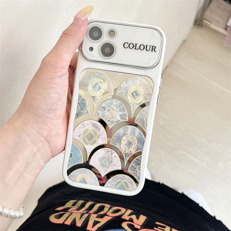 

Korean mirror fan marble for iPhone 14 15promax phone case 11 12 13 Pro New soft shell full cover protective case