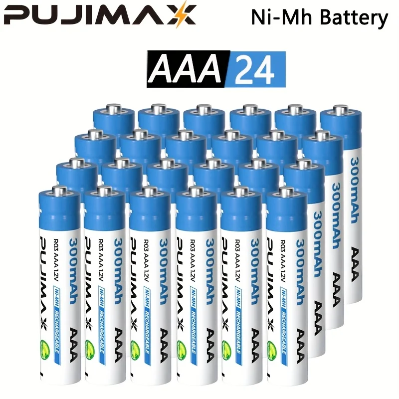 Batería de hidruro metálico de níquel PUJIMAX, 1.2V, AAA, 300mAh, alta capacidad, mayor duración, voltaje estable. [Por favor, utilice el dedal]
